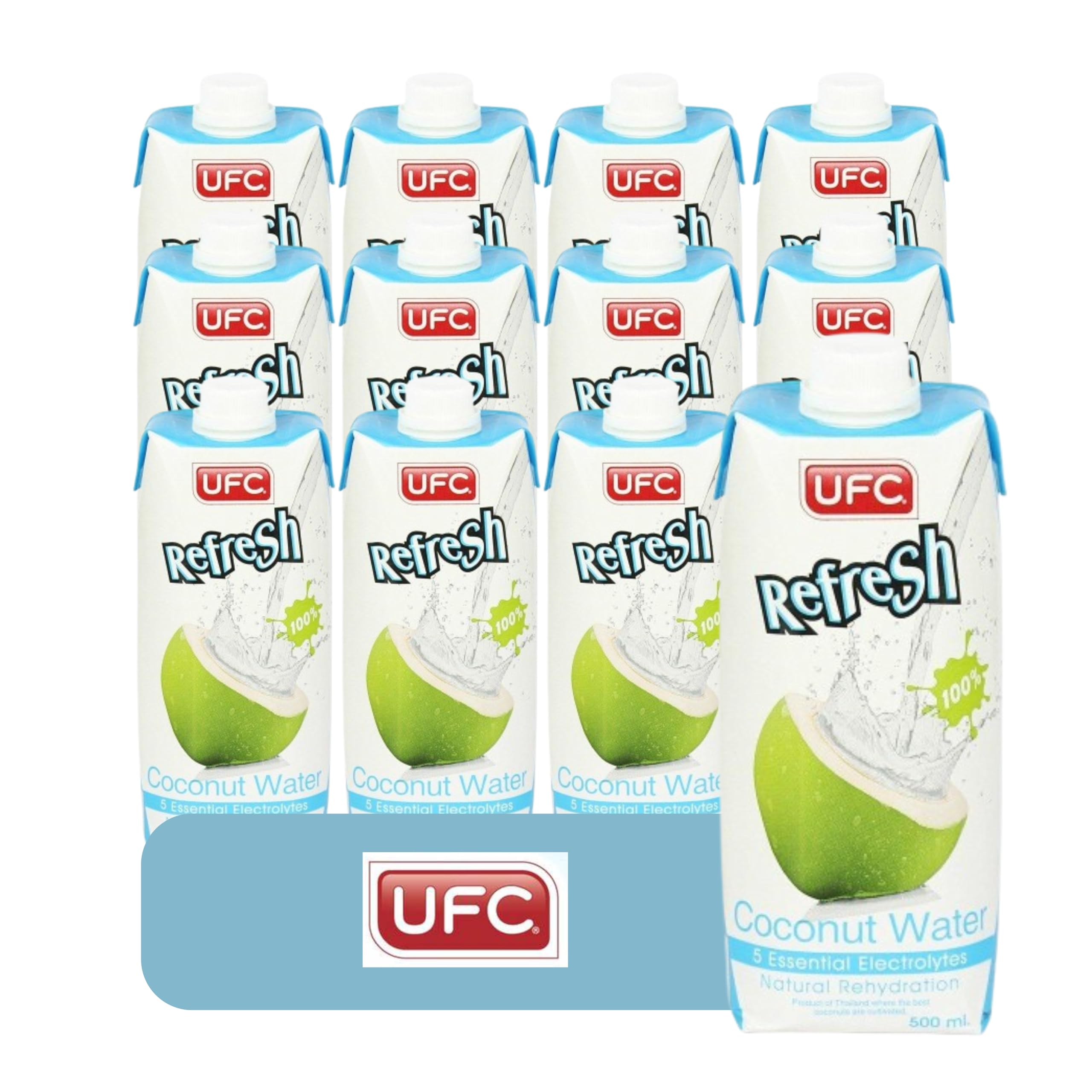 Ufc Coconut Water | 100% natural Refresh Coconut Water | With no added sugar and no preservatives | Natural rehydration | 12 Cans | (Original 500 ml)
