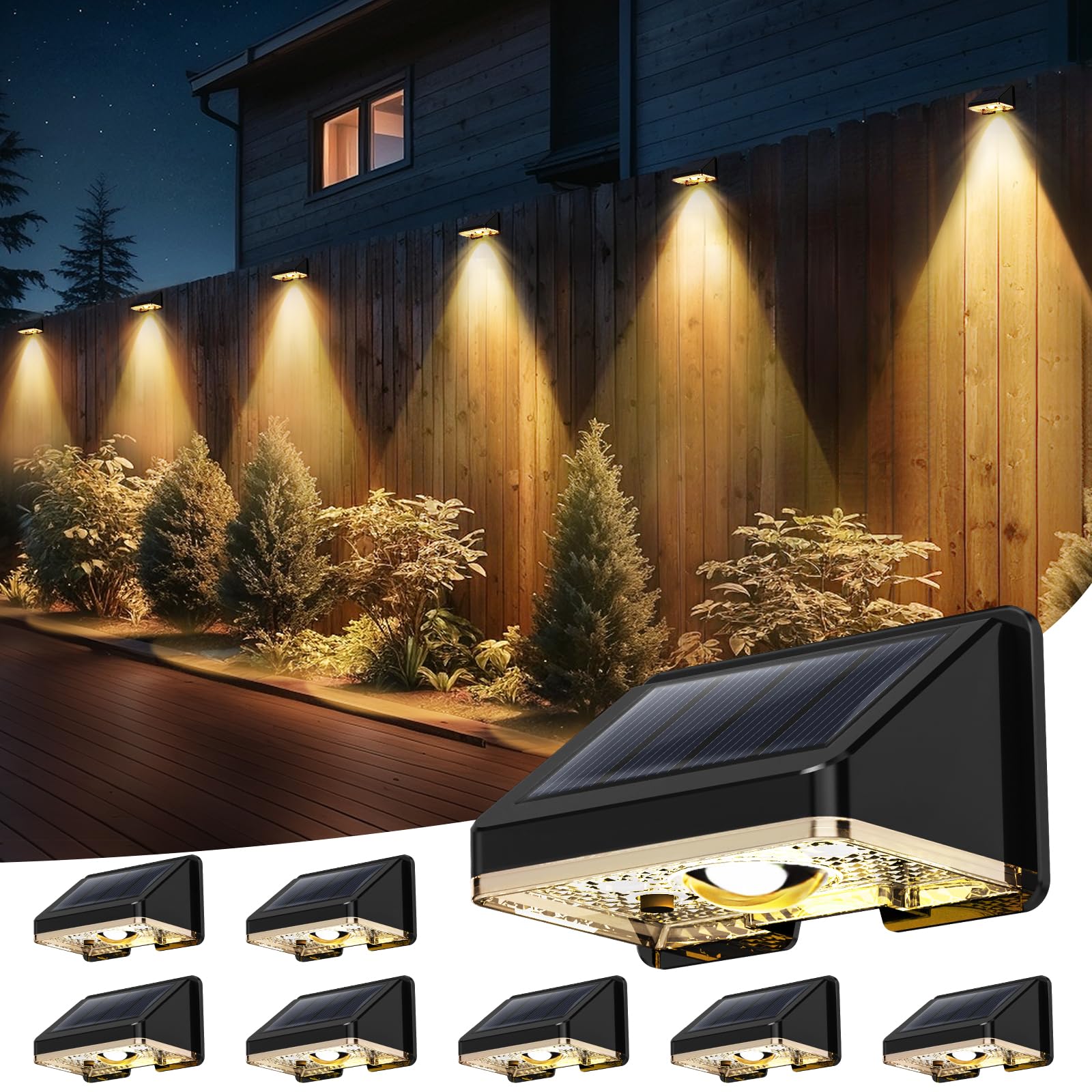 Luci da Esterno Giardino 8 Pezzi Lampade Solari da Giardino Bianco Caldo Luce Solare LED Impermeabile Creando un'atmosfera Suggestiva Per Recinzione, Muro e Giardino