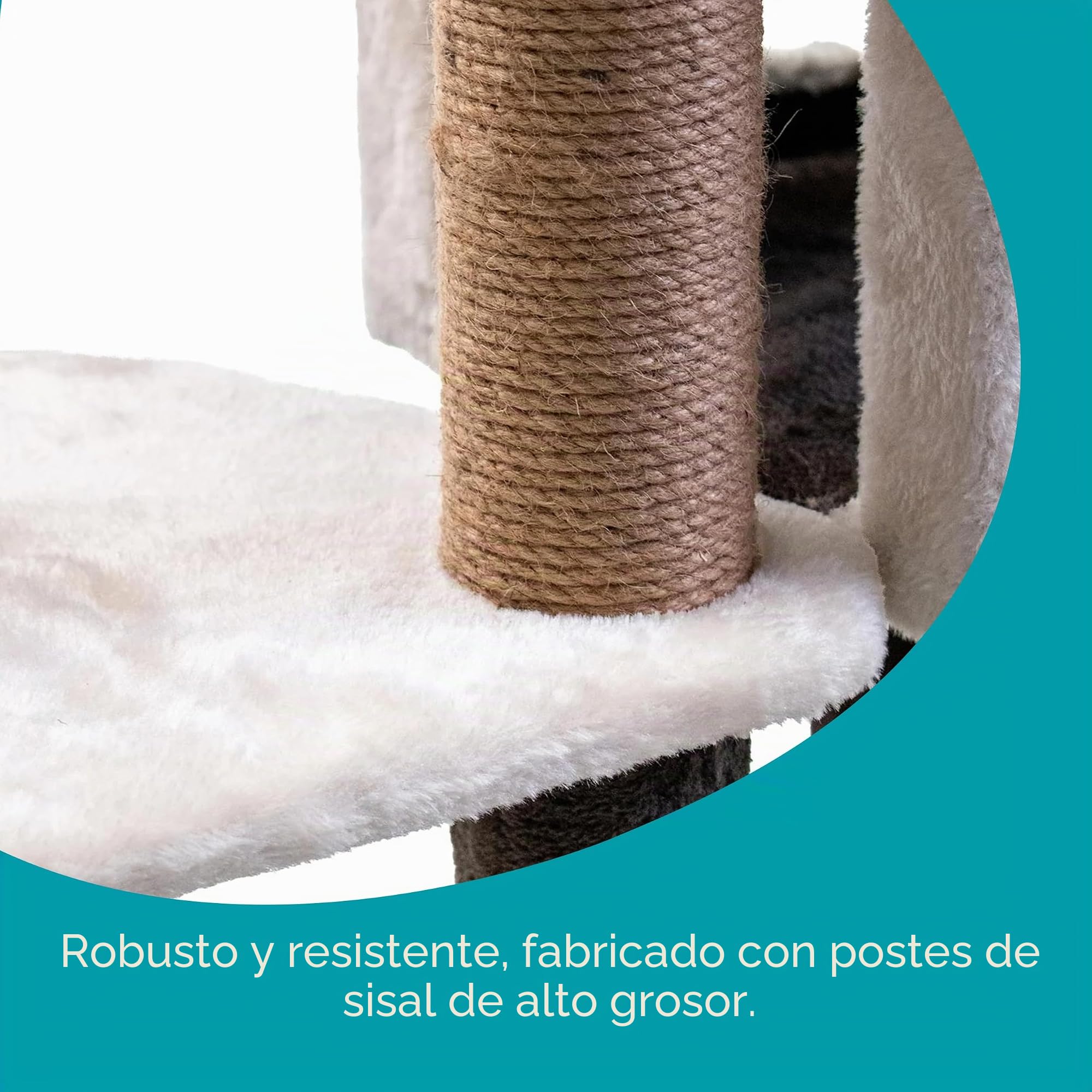 Aqpet Rascador XXL 140 cm de Cuerda de sisal con Doble caseta y Plataforma para el máximo Disfrute de su Gato