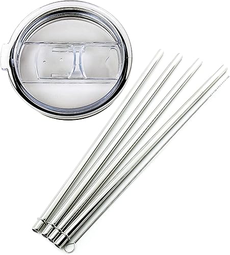 Tapa de repuesto para Ozark Trail de 30 onzas + 4 pajitas de acero inoxidable CocoStraw Vacuum Yeti RTIC Vaso Rambler