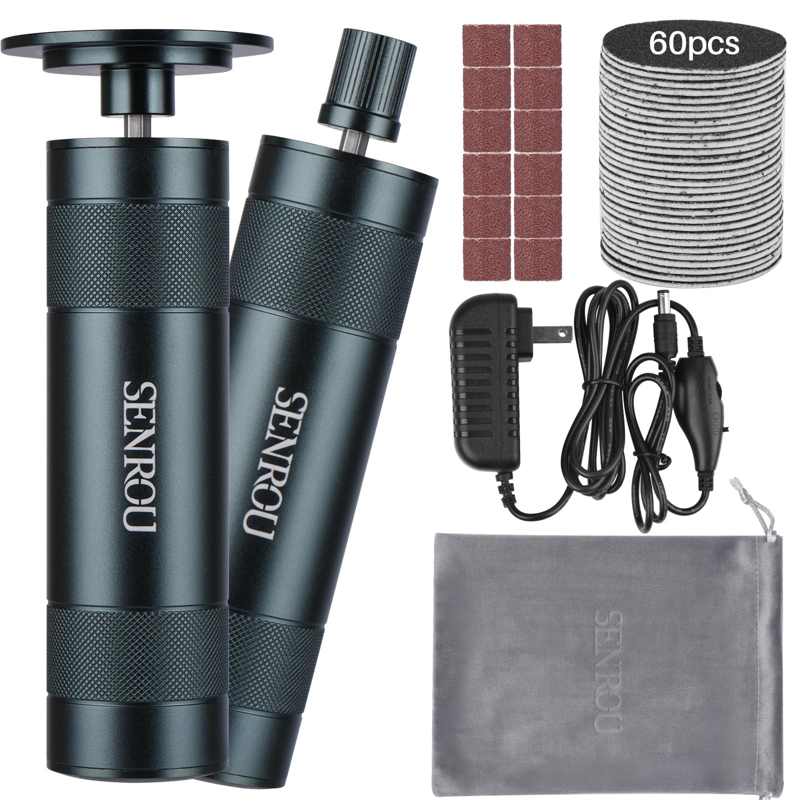 Lima eléctrica para pies, removedor de callos, amoladora de uñas 2 en 1, velocidad ajustable con 60 discos de papel de lija, color gris