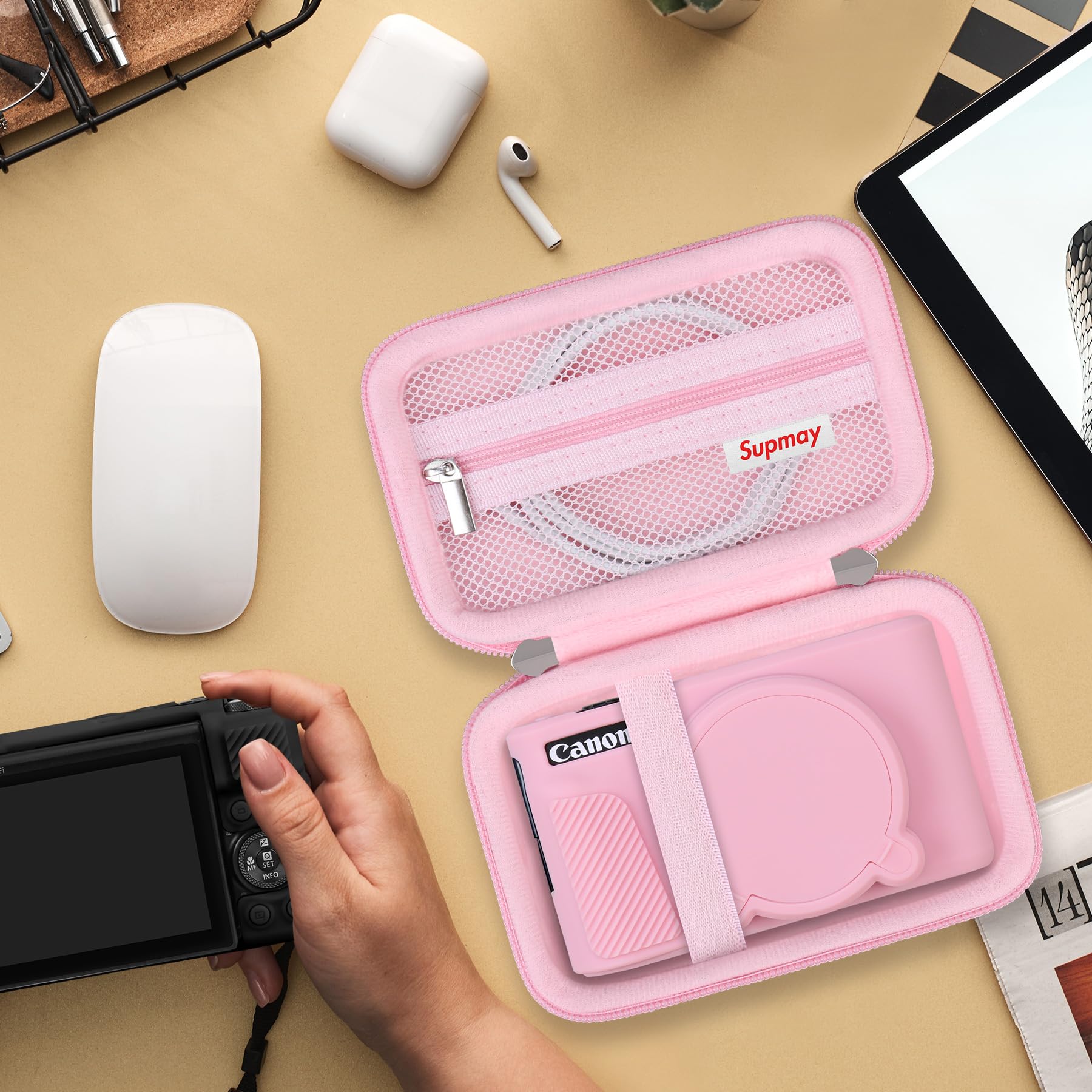 Estuche para SX740 SX730 Cámara, SX740 SX730 HS Cámara Estuche Paquete, Incluye la Caja de Carga Dura * 1 + la Caja de la cámara de Silicona Suave * 1, Rosa