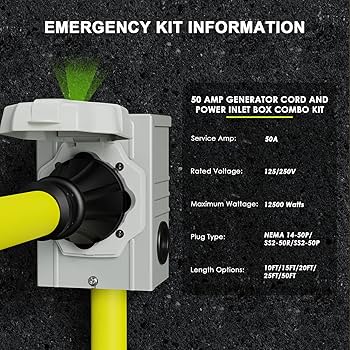 Amazon.com : Campzlly 50 Amp Generator Cord 25FT and Power Inlet