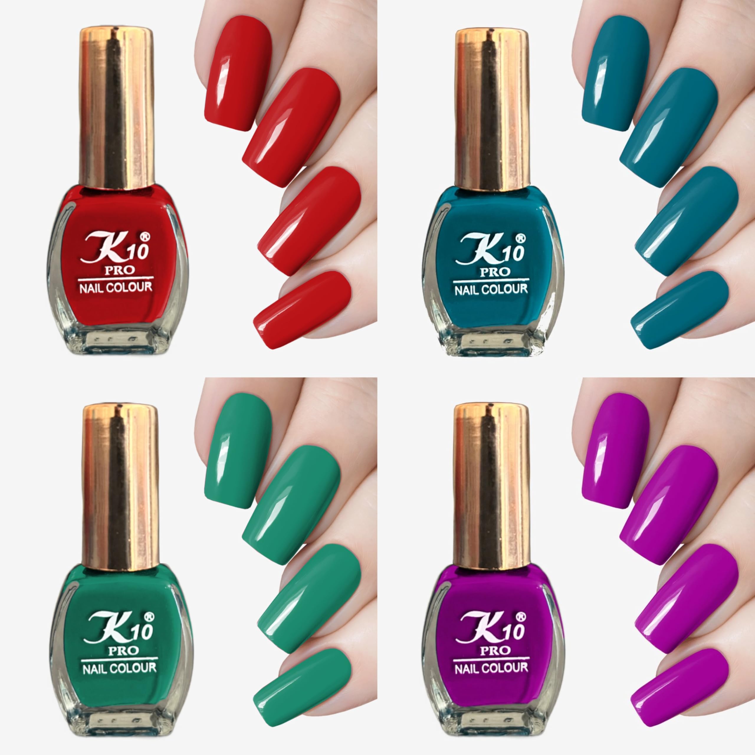 K10 Matte Nail Polish | Matte Nail Paint for Girls and Women (Matte-Red-Teal-Green-Purple Nail-Polish) Set of 4| Each 7 ml-image-18