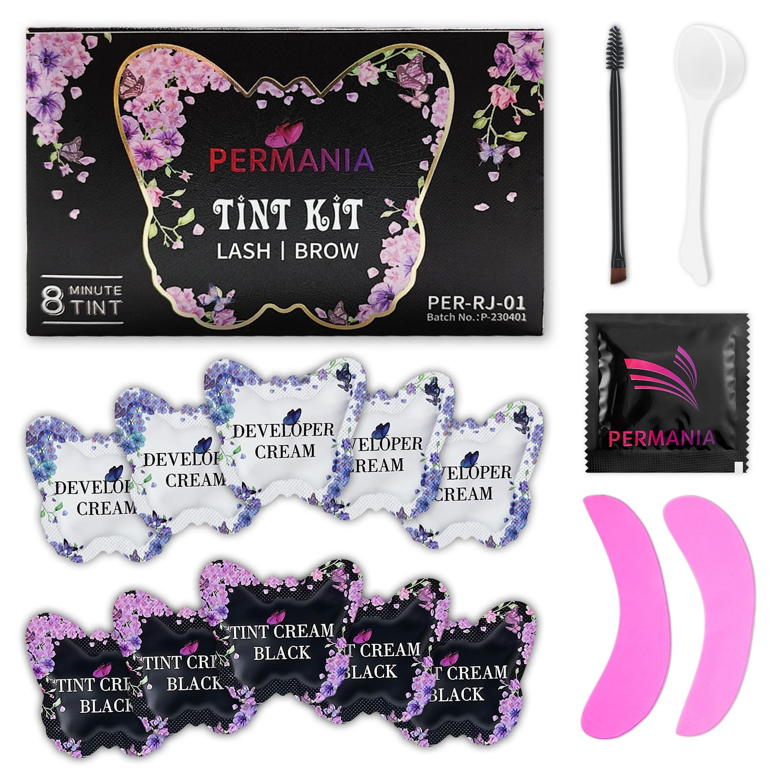 PERMANIA Lash Tint Kit, Eyelash Tint & Eyebrow Tint Black, 2 in 1 Lash and Brow Dye Kit, Natural-Looking Color