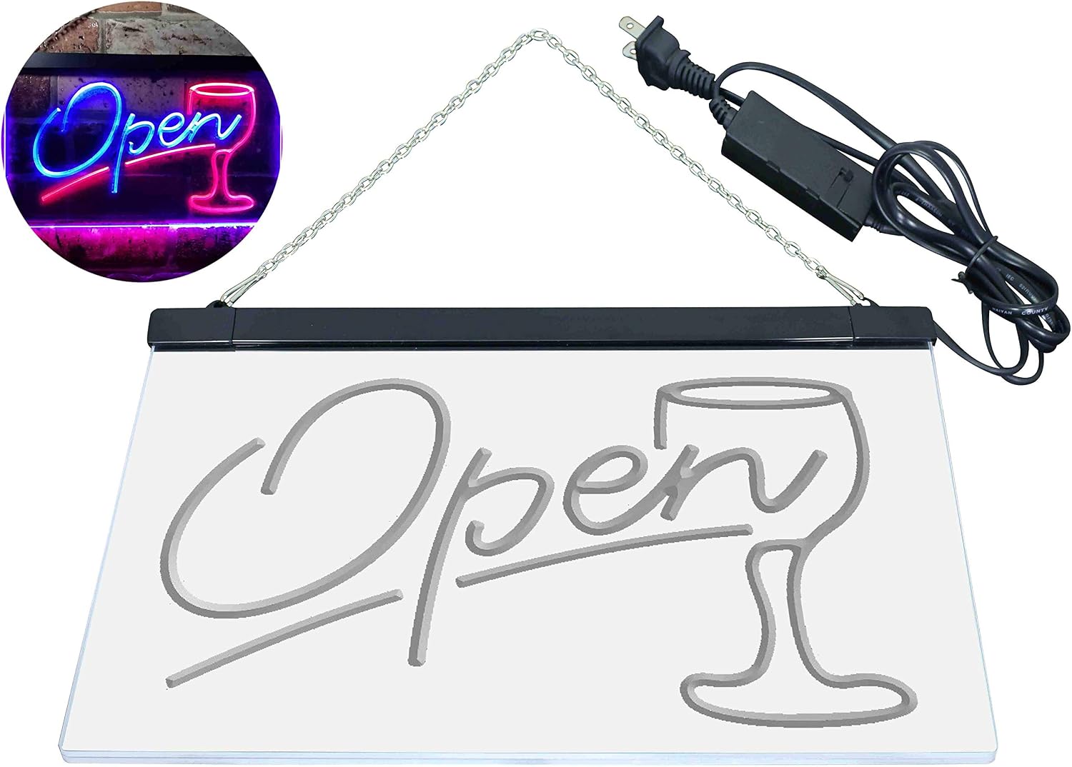 ADVPRO Open Bar Cocktails Glass Beer Wine Dual Color LED Neon Sign Red & Blue 16" x 12" st6s43-i0536-rb