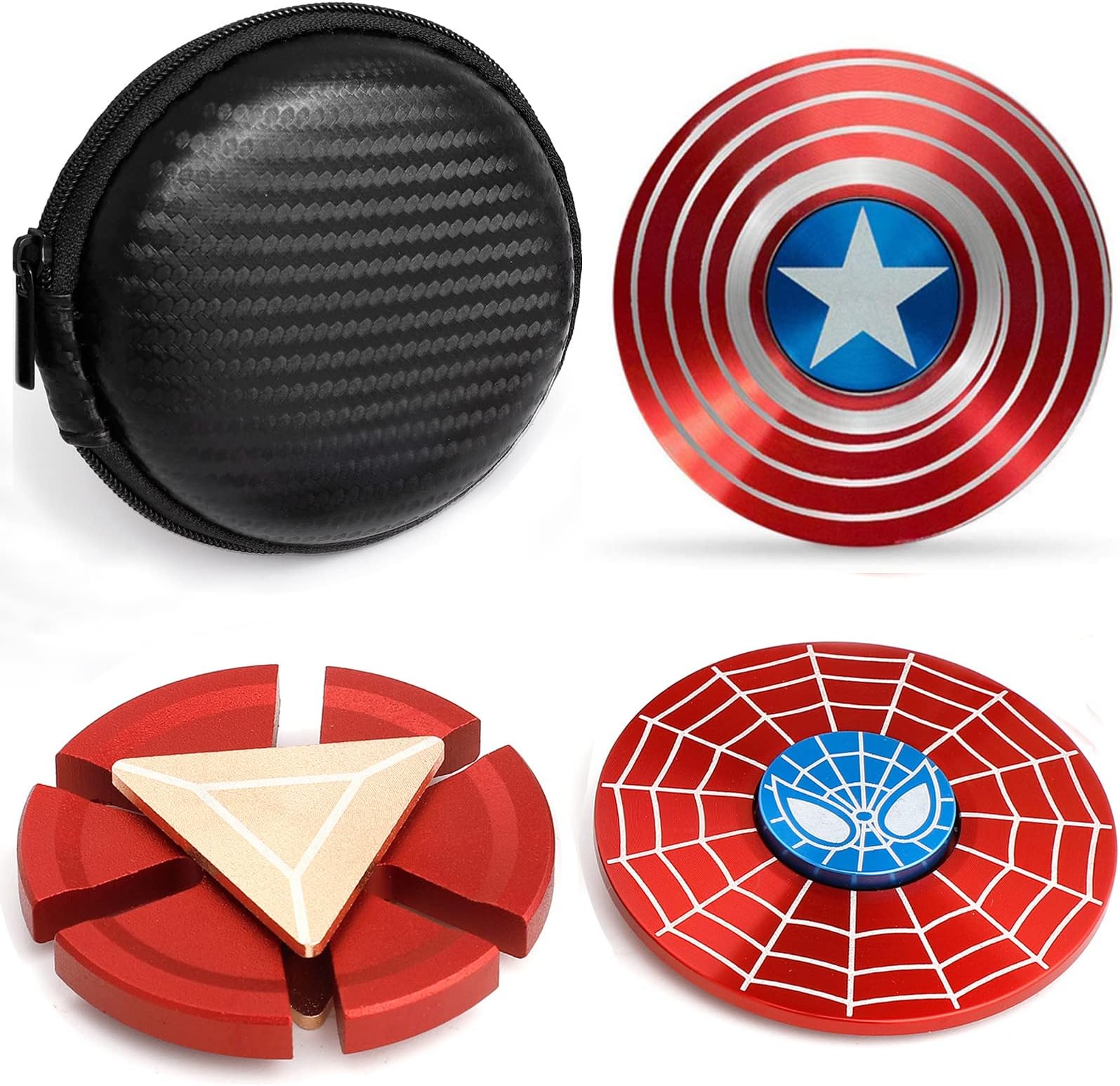 SuperHero Fidgeting Party Favors Fidget Metal Set Hand Spinner Focus Copper Fidget Toys Fingertip Gyro Stress Relief Cube EDC ADHD Toy Best Gifts Xmas Birthday Goody Bag Gifts For Kids Adults(3Pack)