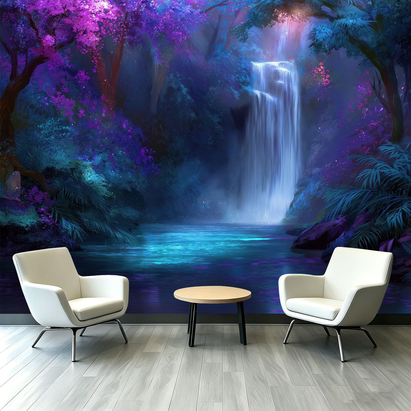 Fototapeta z włókniny 3D, las fantasy, 350 x 256 cm, tapeta z bajki, wodospad, jezioro, duża tapeta ścienna do salonu, pokoju dziecięcego, dla dziewcząt i chłopców, dekoracja ścienna