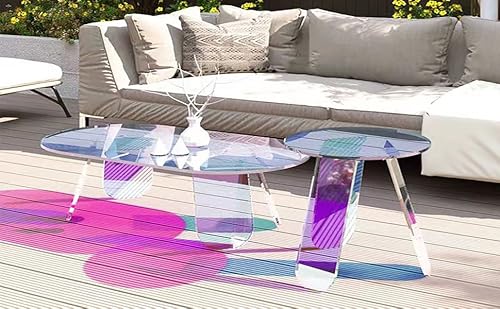 Kweetle Acrylic Side Table 28X20X14 Inch Iridescent Coffee Table For Living Room Bed Room Office #TOP5