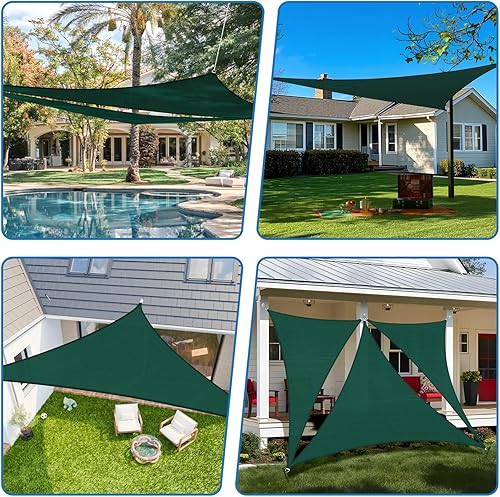 Miniatura 26 de Tang toldo de sol, velas de sombra 180GSM HDPE Equilateral Triángulo Permeable Toldo estándar comercial personalizable, Rojo