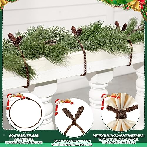 Miniatura 104 de Guirnalda de Navidad de 20 pulgadas, lazos decorativos de Navidad para barandilla, lazos giratorios reutilizables y flexibles para Navidad