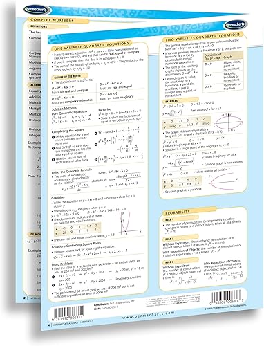 Miniatura 3 de Guía de álgebra intermedia guía de referencia rápida de matemáticas de Permacharts