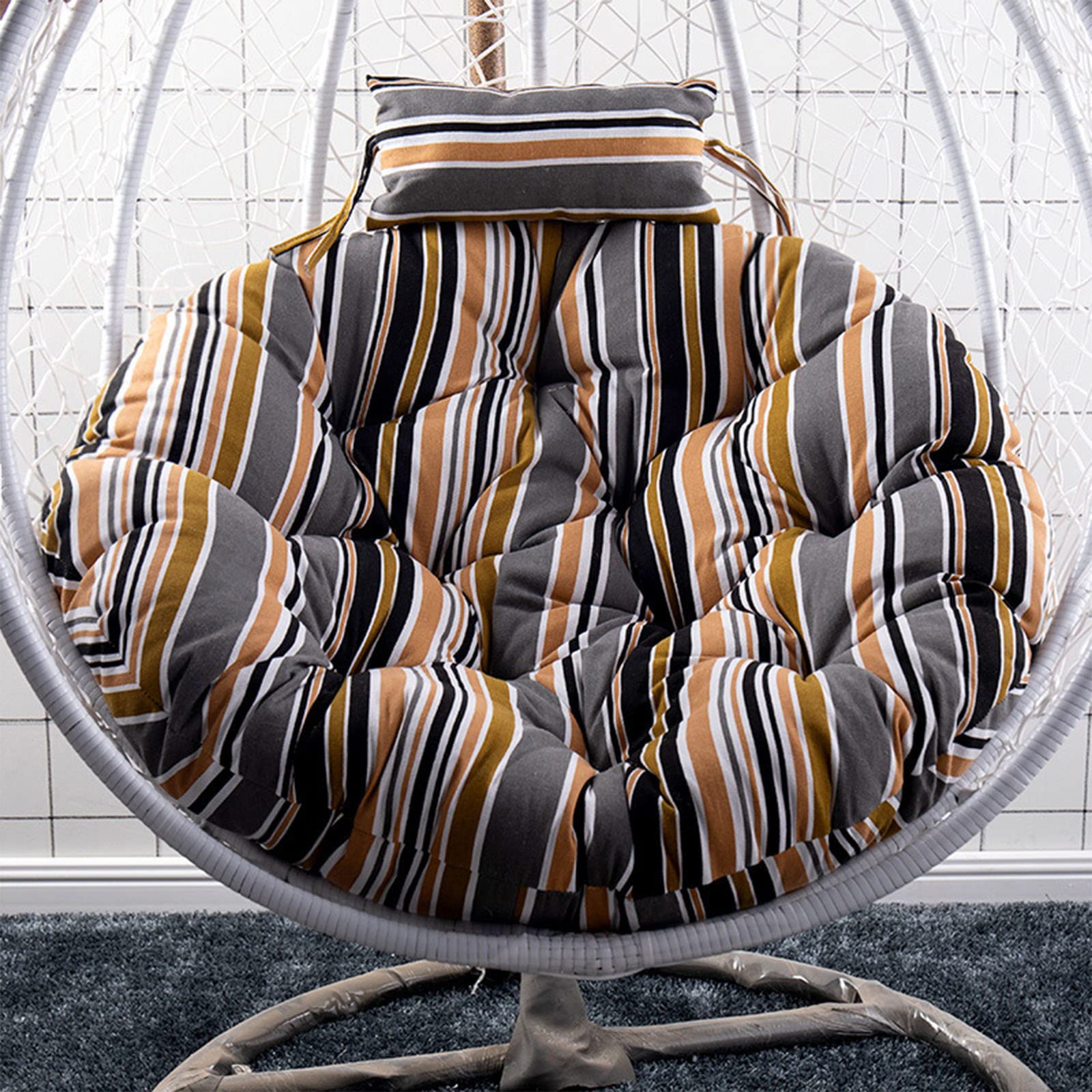 UGZXCVBN Egg Chair Cushion, Egg Chair Hanging Swing Cushion With Pillow Washable Floral Multicolor 105/120 cm(H,120cm)