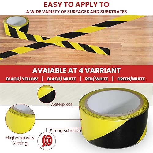 Miniatura 3 de GGR Supplies Cinta de seguridad de advertencia de peligro negro y amarillo SST-618C 2 pulgadas de ancho x 18 yardas.