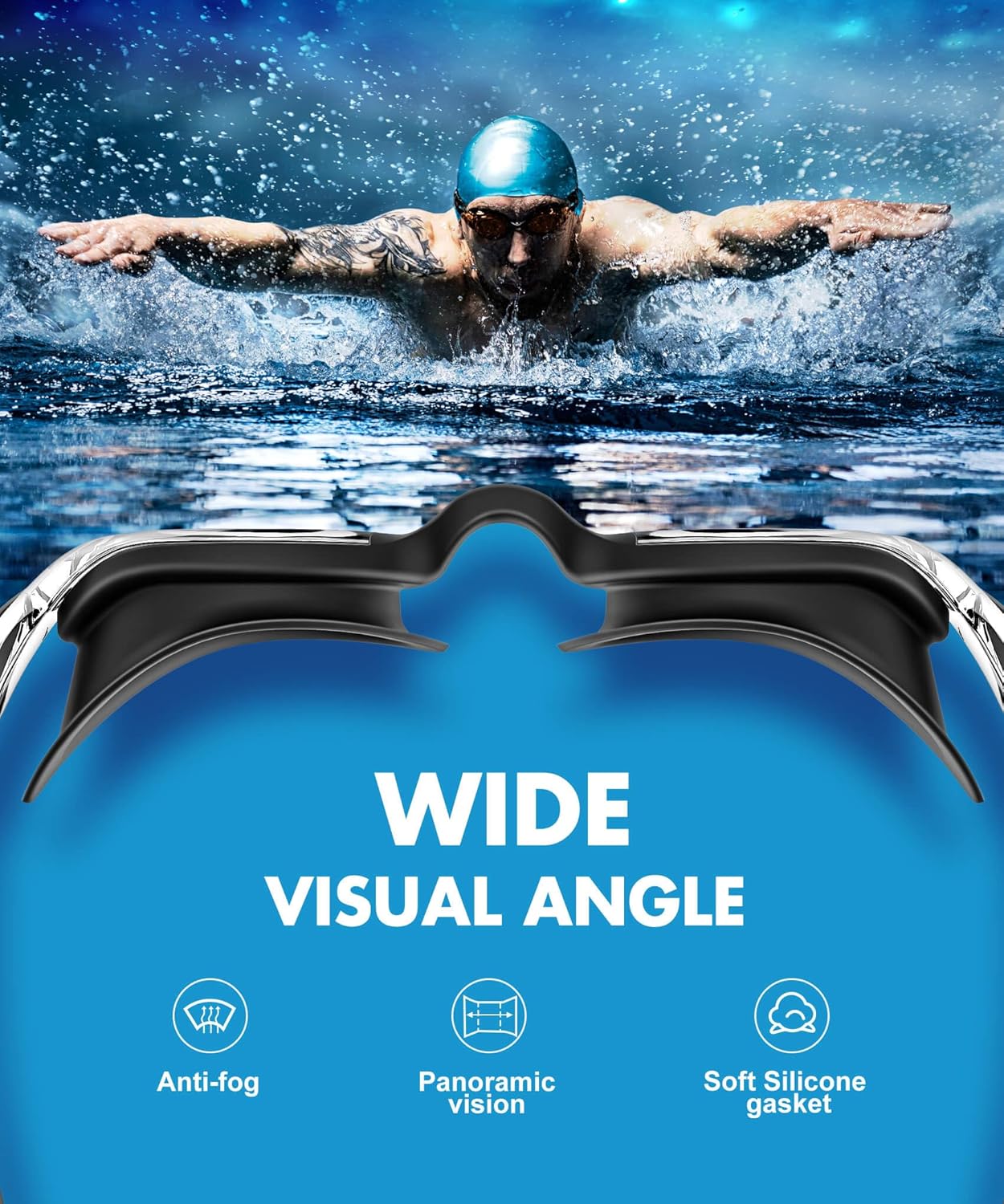 NSSIW Swim Goggles Adult Swimming-Goggles: Pool Goggles for Men and Women with Anti Fog UV400 Protection No Leak 3 Pack - Image 5
