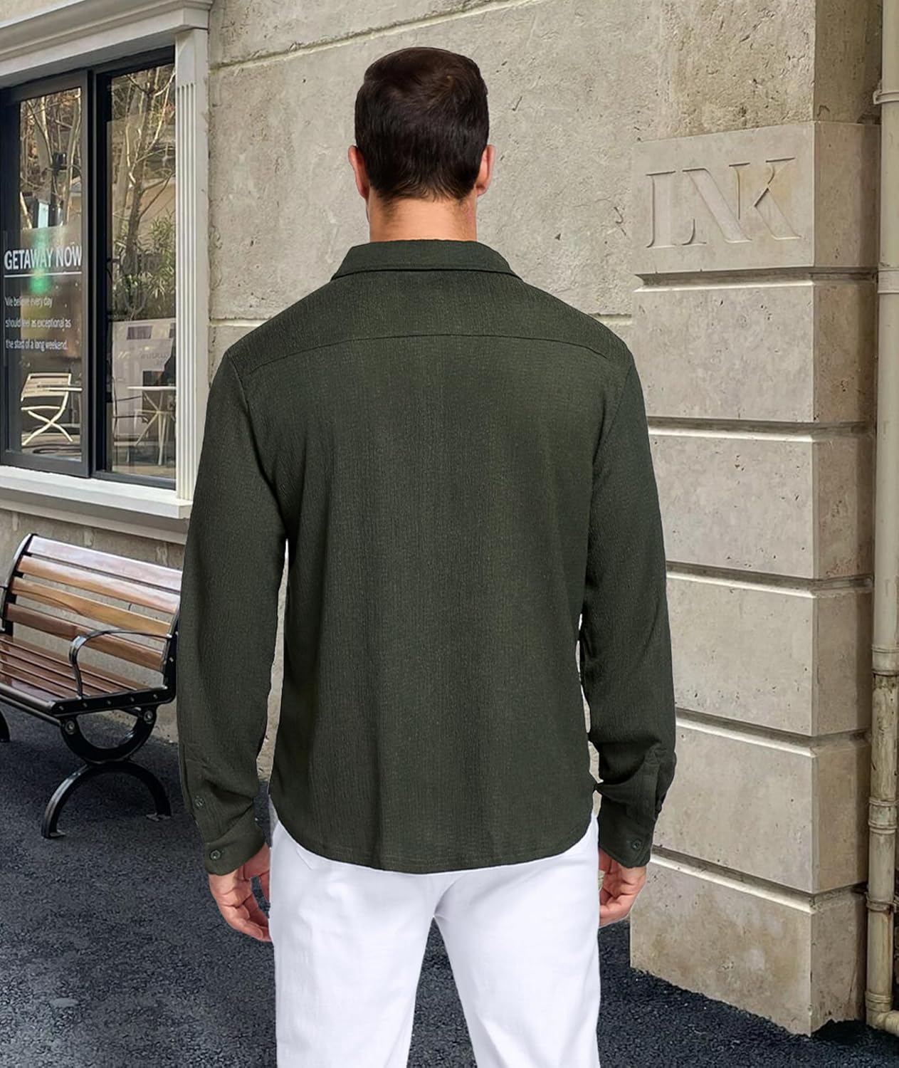 YTD Mens Casual Button Down Shirts Long Sleeve Dress Business Shirt with Pocket - Image 6