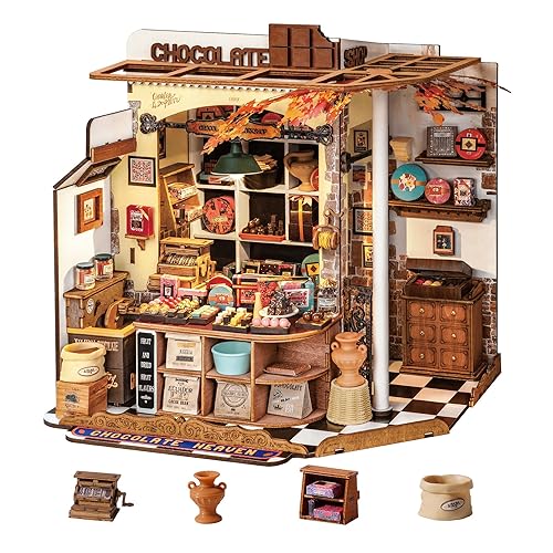 Rolife Maison Miniature La chocolaterie Henry's, 330 pièces Maquette 3D Puzzle Maison de Poupée en Bois 3D à Construire Book Nook pour Adultes et Adolescents Pas de Colle nécessaire