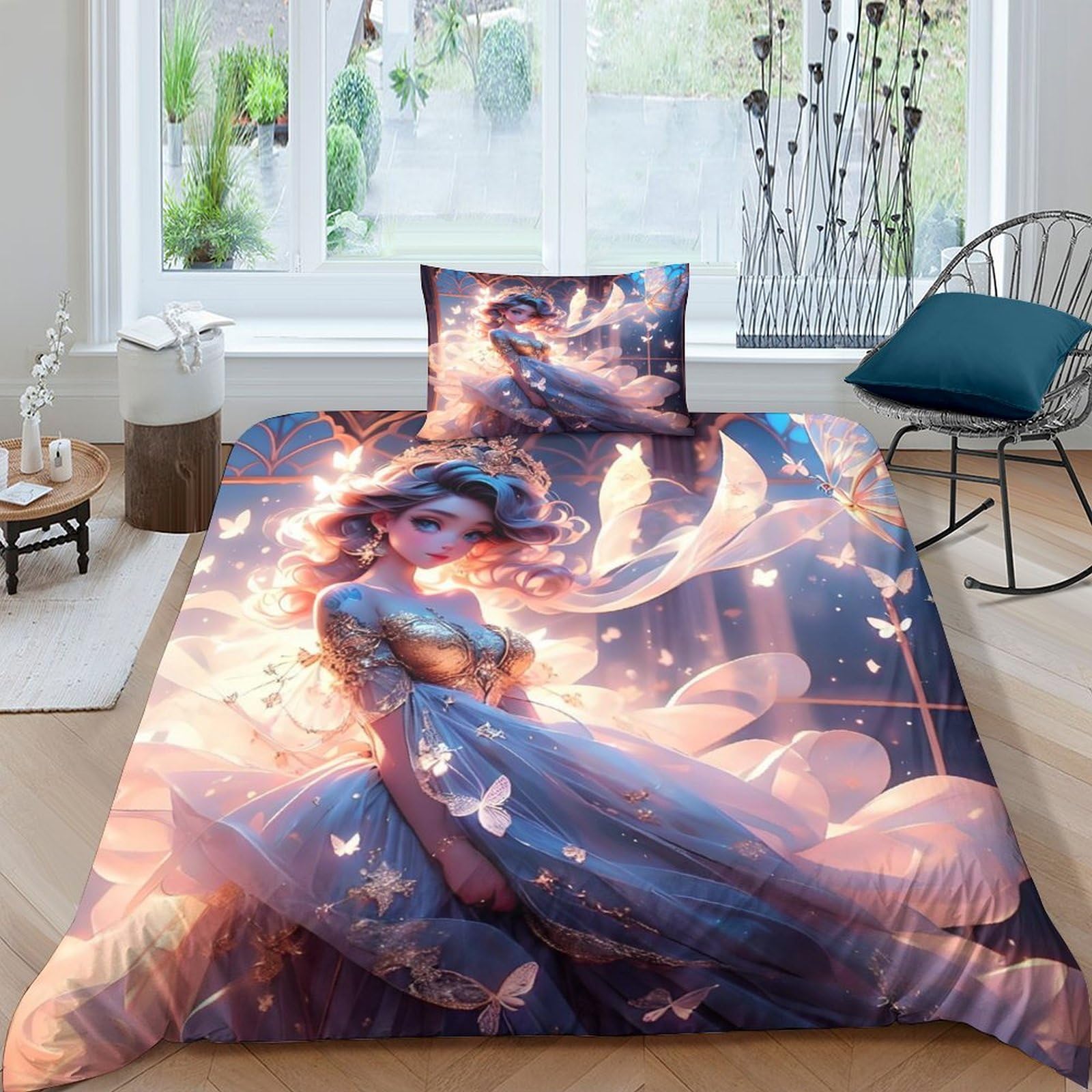 Housse de couette respirante 135x200 anti-glissement microfibre 3D lit enfant