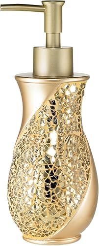 Zahari Home Sinatra Dispensador de jabónbomba de loción Diseño único Bling Glass Mosaic Decor, dorado