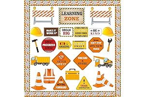 Pasimy Construction Bulletin Board Decorations Set: Brighten Up Your Classroom with Construction-Themed Decor!