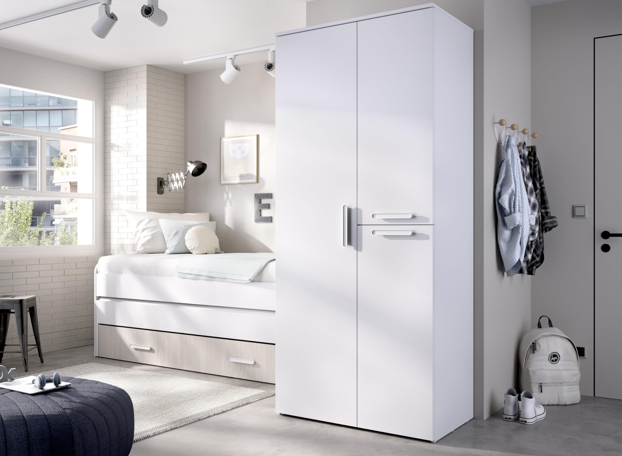 DEKIT GRUPO RIMOBEL LEKA - Armario LEKA con tres puertas - BLANCO - 205 x 90 x 52