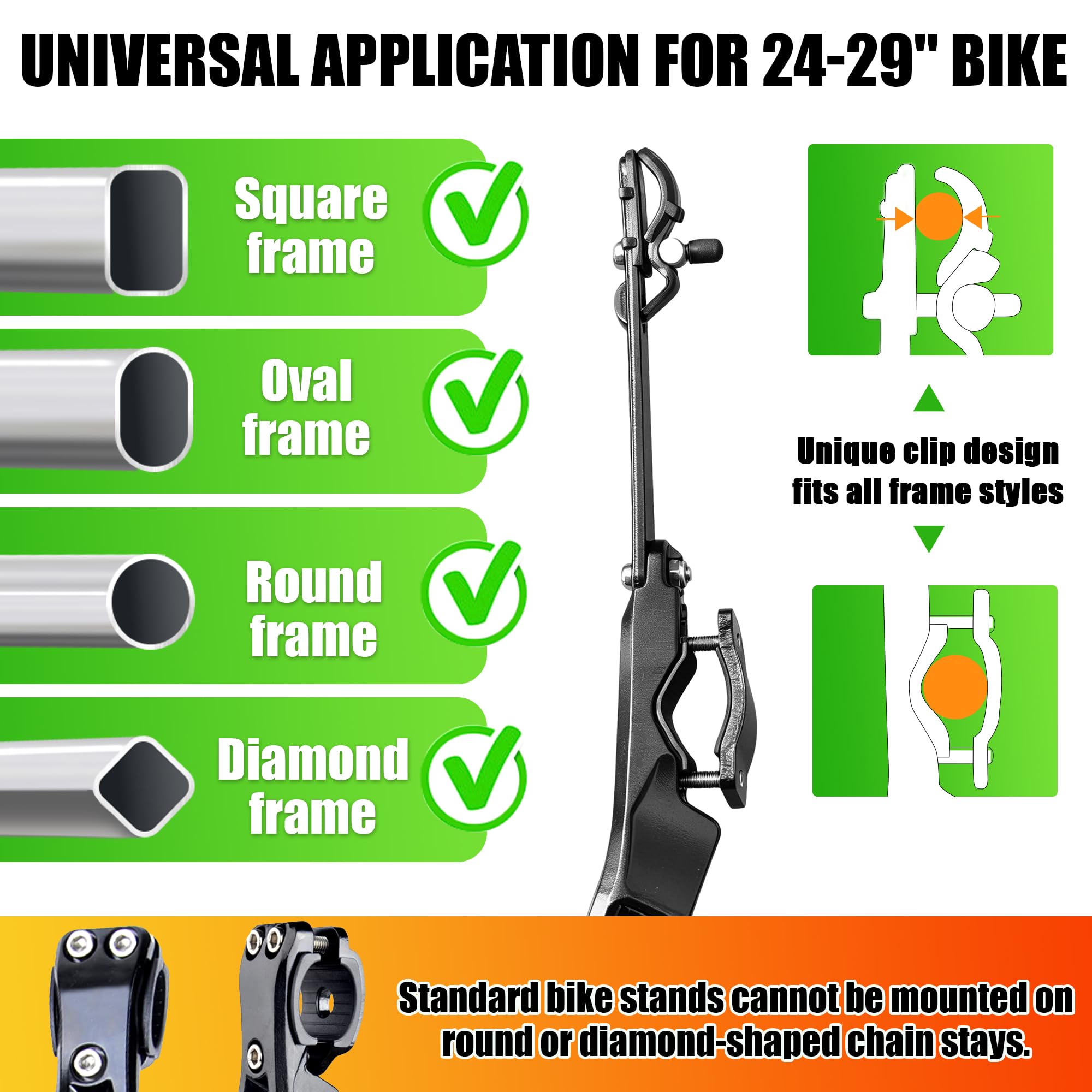 RBRL Stojak na rowery ze stopu aluminium, uniwersalny stojak na rowery o przekątnej 26-29", stabilny stojak na rowery górskie/wyścigowe/MTB, regulacja wysokości z antypoślizgową gumową nóżką