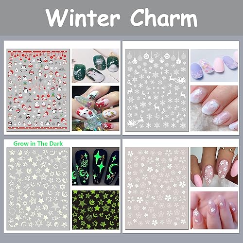 Miniatura 3 de TailaiMei 24 hojas de calcomanías de uñas navideñas, Halloween, Navidad, otoño, San Valentín, paquete variado para todas las estaciones, para