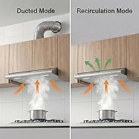 Vista 3 de Campana extractora para debajo del gabinete de 30 pulgadas para cocina con ventilador de escape de 3 velocidades, convertible con y sin conductos