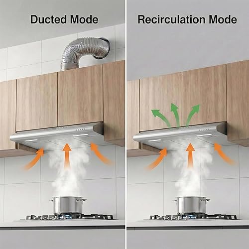 Miniatura 3 de Campana extractora para debajo del gabinete de 30 pulgadas para cocina con ventilador de escape de 3 velocidades, convertible con y sin conductos