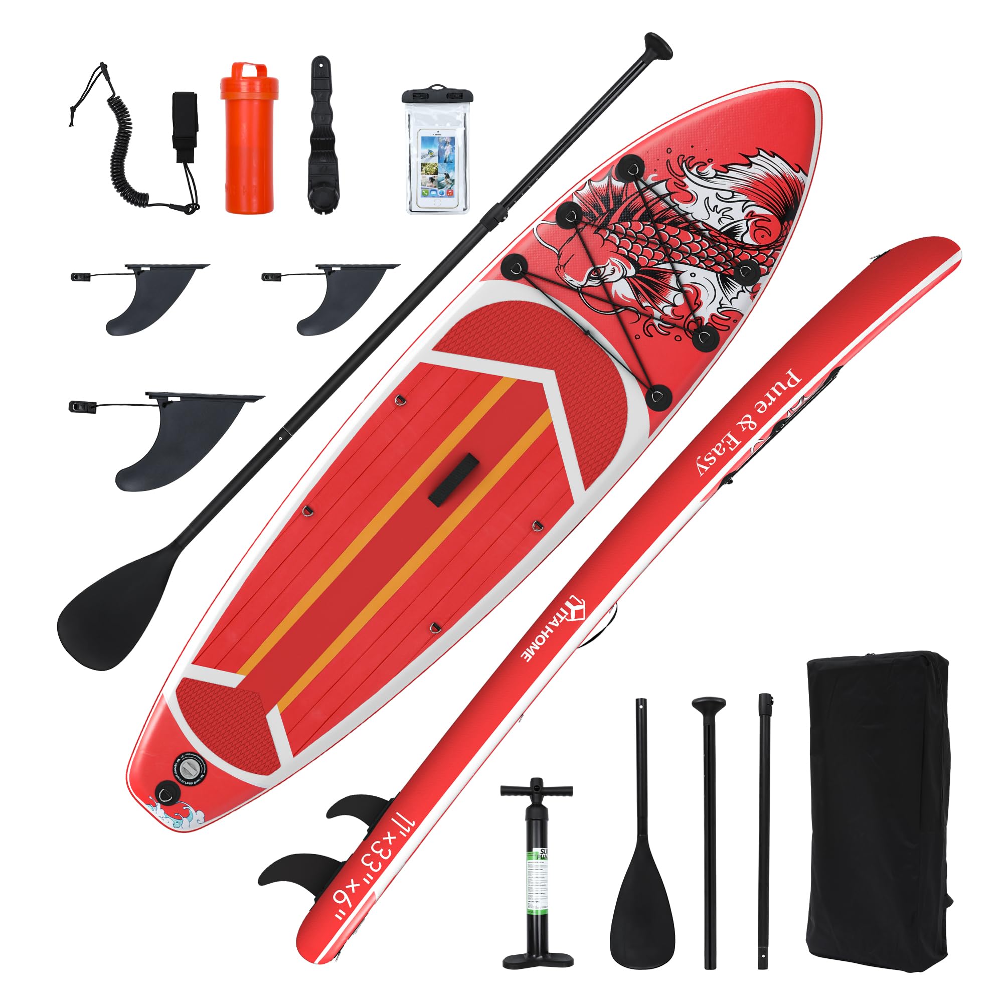 YITAHOME SUP Tavola da surf gonfiabile 335x84x15 cm rosso con accessori