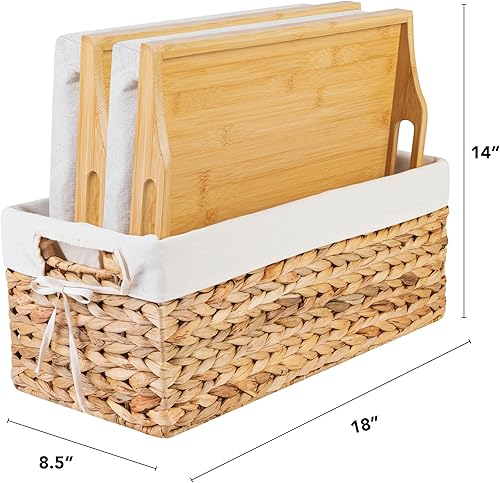 Miniatura 8 de ROSSIE HOME Bandeja de cama de madera de bambú, escritorio de regazo con cojín desmontable, bandeja para servir, natural, se adapta a portátiles de