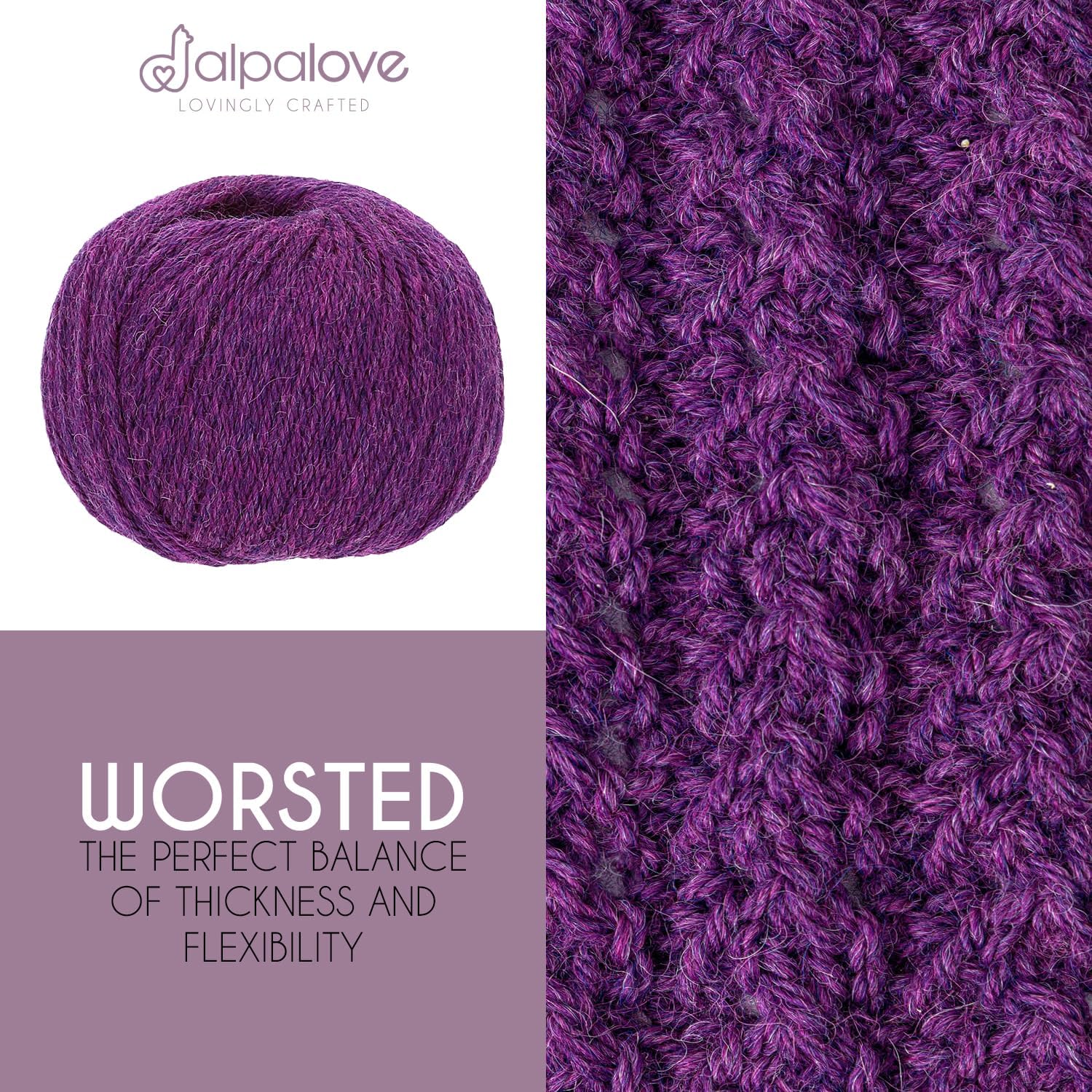 Worsted Set (6 x 1.75 oz) Super Soft Baby Alpaca Knitting Yarn Berry 656 Yards
