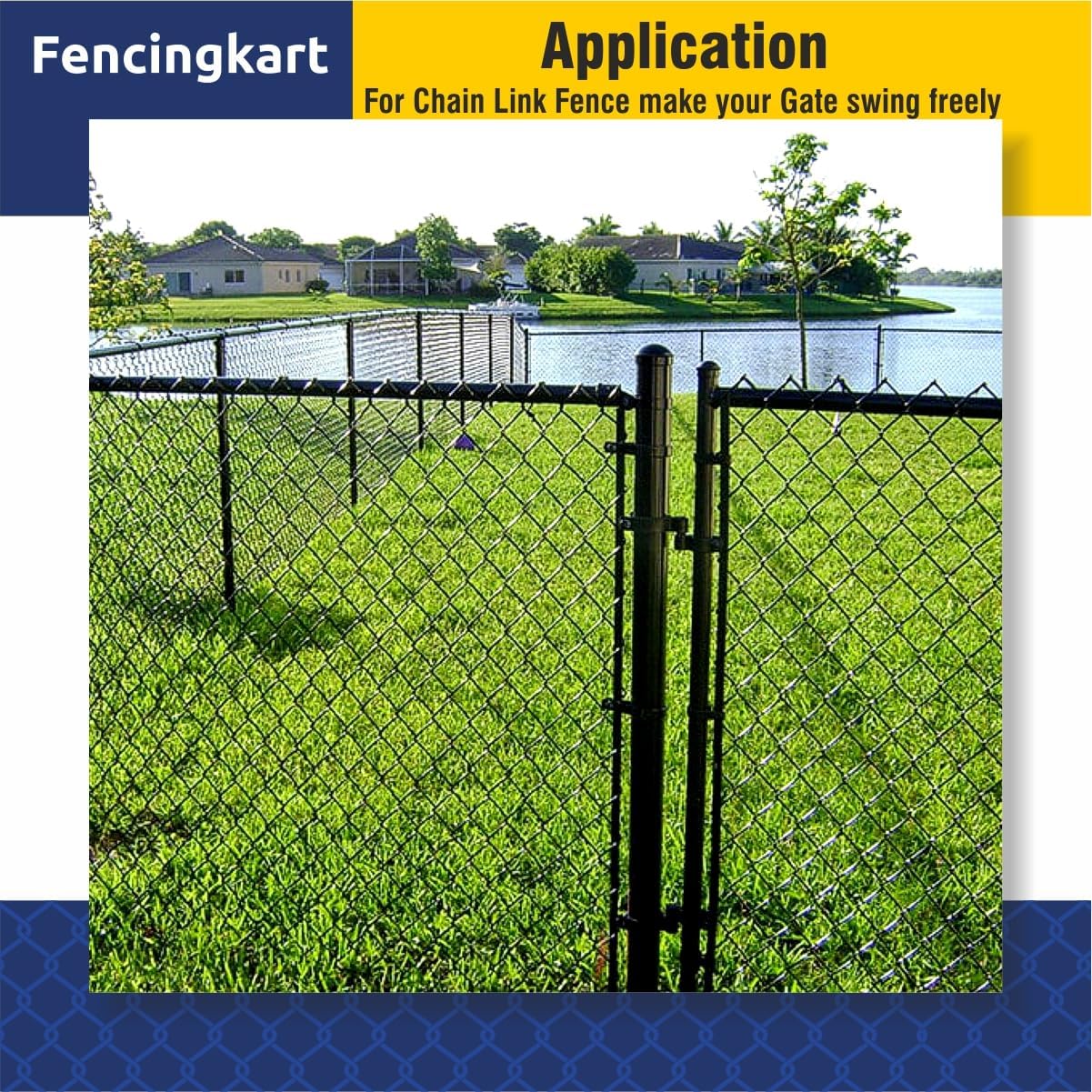 Chain Link Fence Gate Hinge Kit, 1-5/8 x 1-5/8 inch Gate & Post + Bolts & Nuts, 4 Sets with Hardware Black Coated (Black, 1-5/8"x1-5/8)