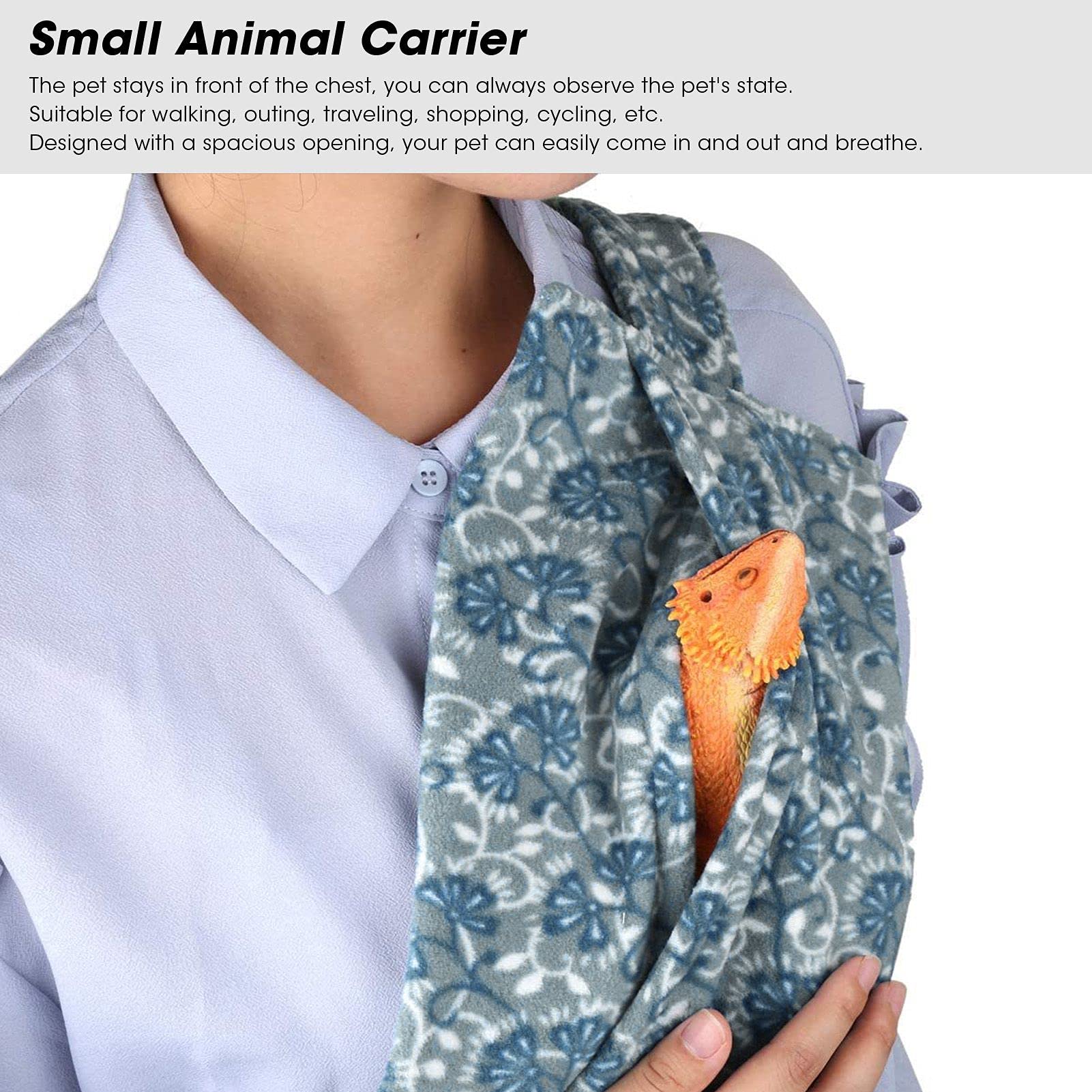 Bearded Dragon Sling Carrier, Small Animal Sling Carrier, Small pet Adjustable Harness and Sling Bag, with Strap, Beardie Backpack for Outdoor Travel, 15.35x7.08in