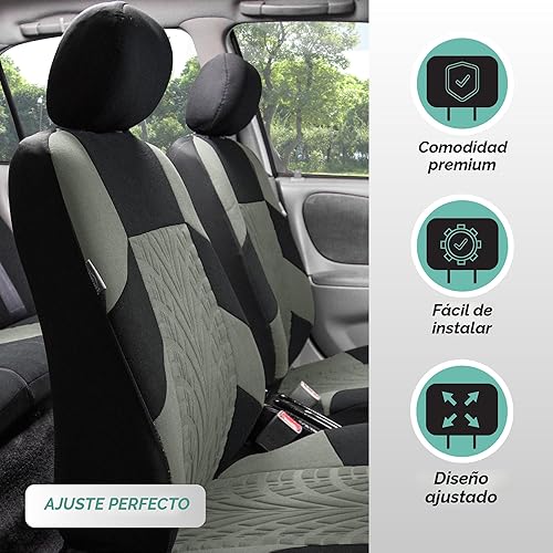 Miniatura 2 de FH Group FB071GRAY115 Travel Master - Juego de fundas de asiento universales grises para automóviles vehículos todoterreno y camionetas compatible