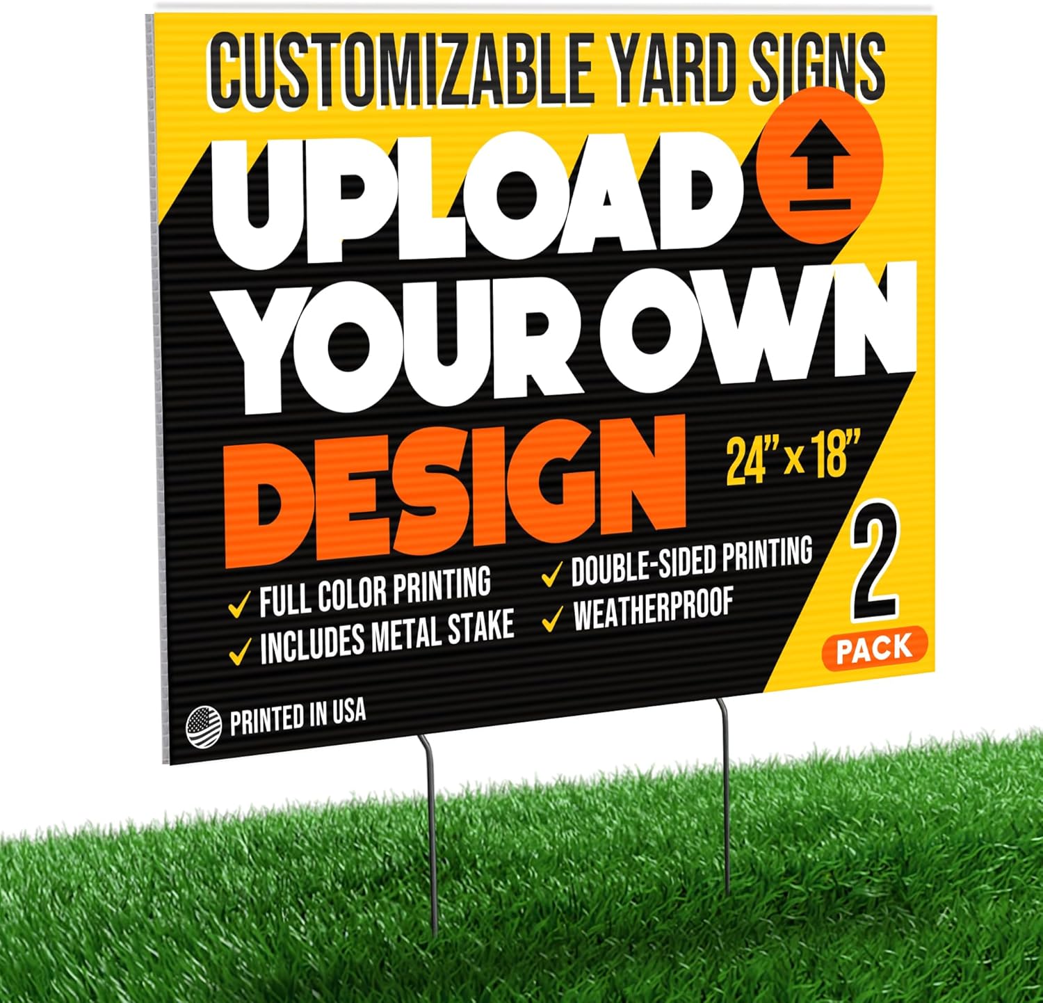 24x18" Custom Yard Signs for Business Double-Sided Personalized Photo Sign with Stakes, Customizable Real Estate Sale Lawn Stake Signs, Customized Estate Sign for Yard (2-Pack)