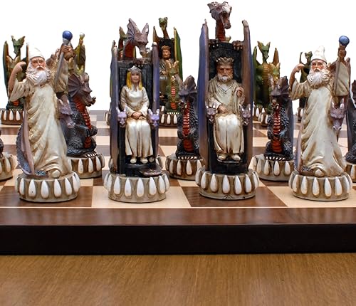 Miniatura 4 de Dragon – Juego de ajedrez pintada a mano piezas & Nogal Root Junta 21 en.