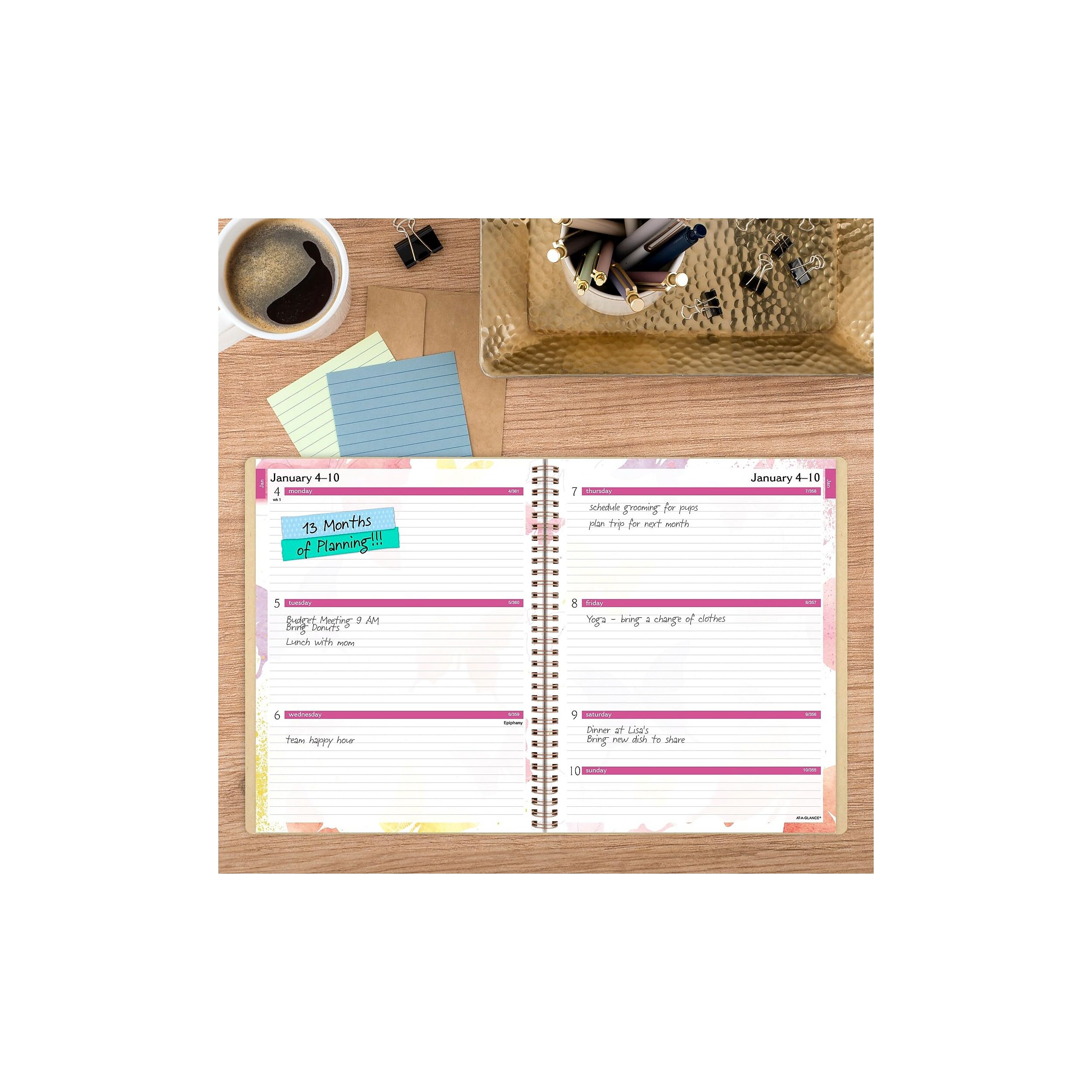 AT-A-GLANCE 2027 - Agenda settimanale e mensile con acquerelli, 21,6 x 27,9 cm, copertina in carta, multicolore