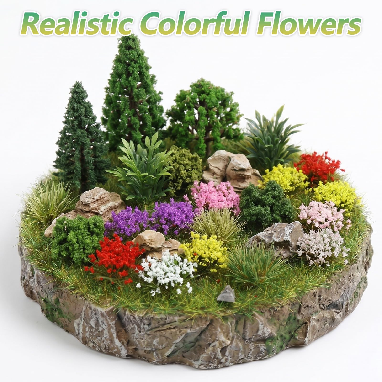CIATBYYJ 60Pcs Miniature Flowers Cluster, Self-Adhesive Mini Flowers for Crafts 8mm Flower Vegetation Groups, Diorama Layouts - Image 7