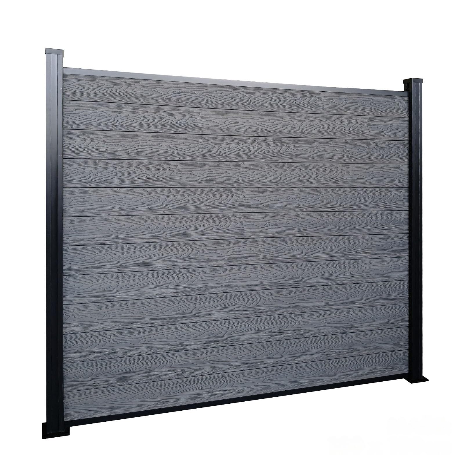KARAT Clôture de Jardin en WPC résistant aux UV Gel Pluie Neige - Brise-Vue avec poteaux en Aluminium - Kit Complet Montage Facile - Enclos Jardin Terrasse Garage (Ash Gris, 180x180 cm)