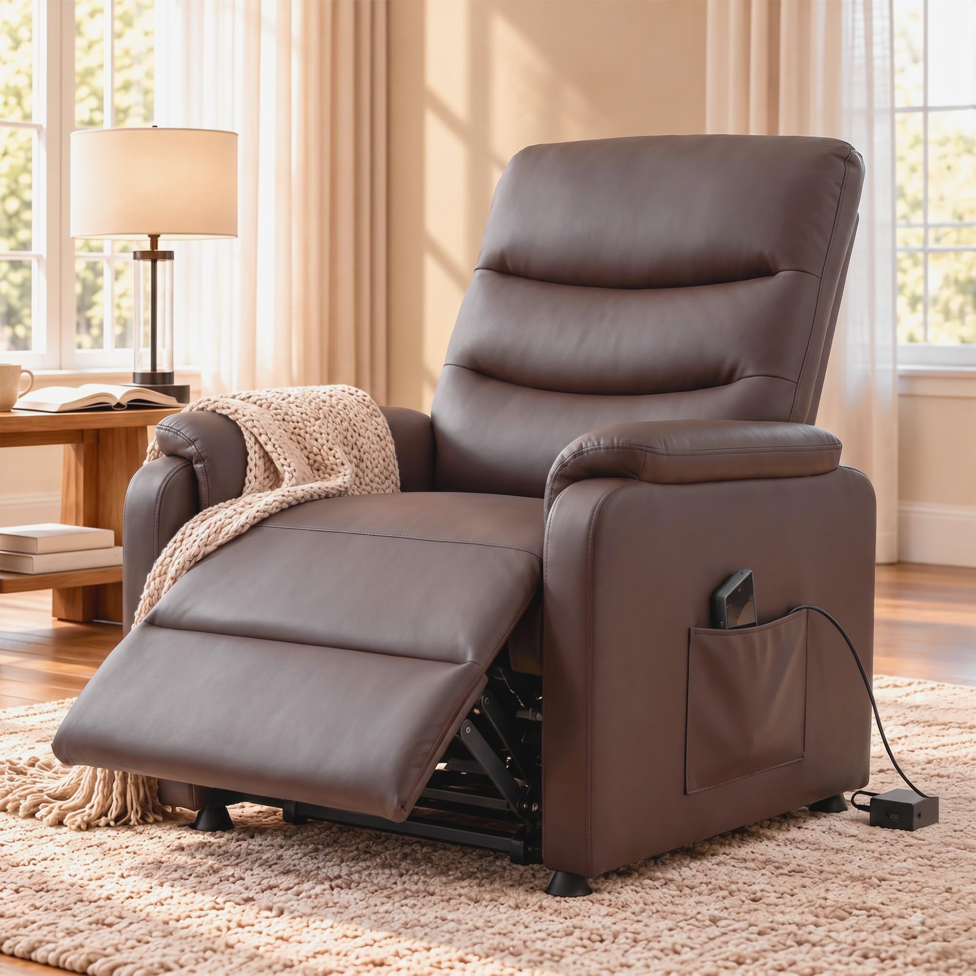 Add DROGO Serenza 1 Seater Electric Recliner Sofa Chair, Dark Brown - Image 1
