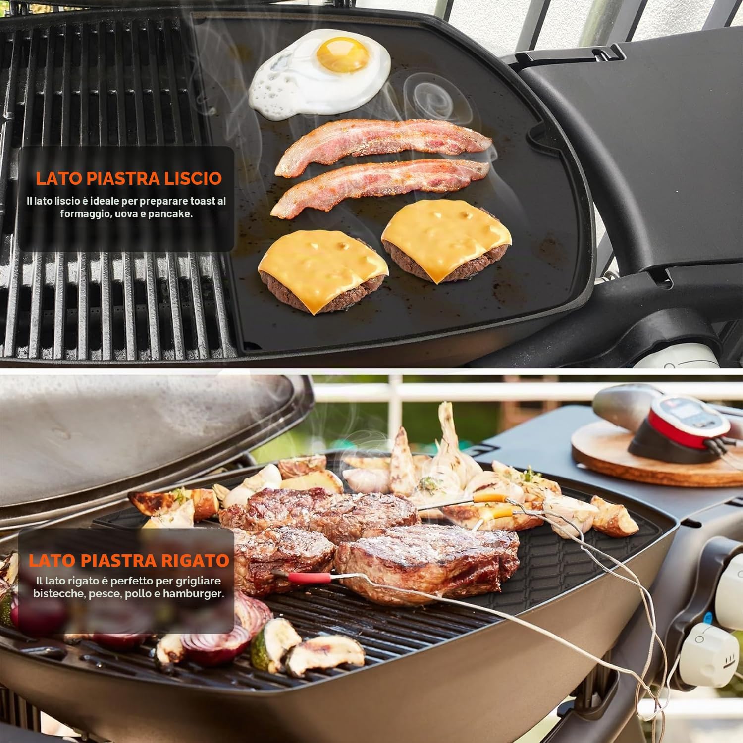 Onlyfire Set di Piastra e Griglia di Cottura in Ghisa per Griglie a Gas Weber Q300 Q320 Q3000 Q3100 Q3200, Ricambio per Weber 6560/7646