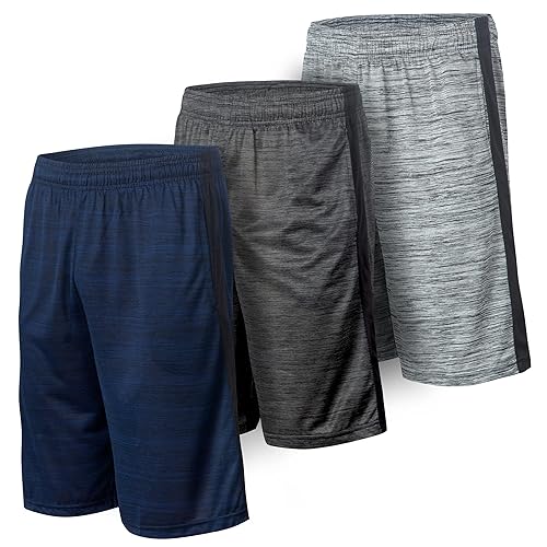 5 Pack: Men's Dry-Fit Sweat Resistant Active Athletic Performance Shorts