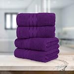 Elegant Comfort Three Line Ensemble de serviettes en popcorn pour salle de bain 16 x 28 pouces, qualité de l'hôtel Premium 4-Pack Serviettes à main, 100% Coton turc, doux et durable, sec rapide et très absorbant, violet