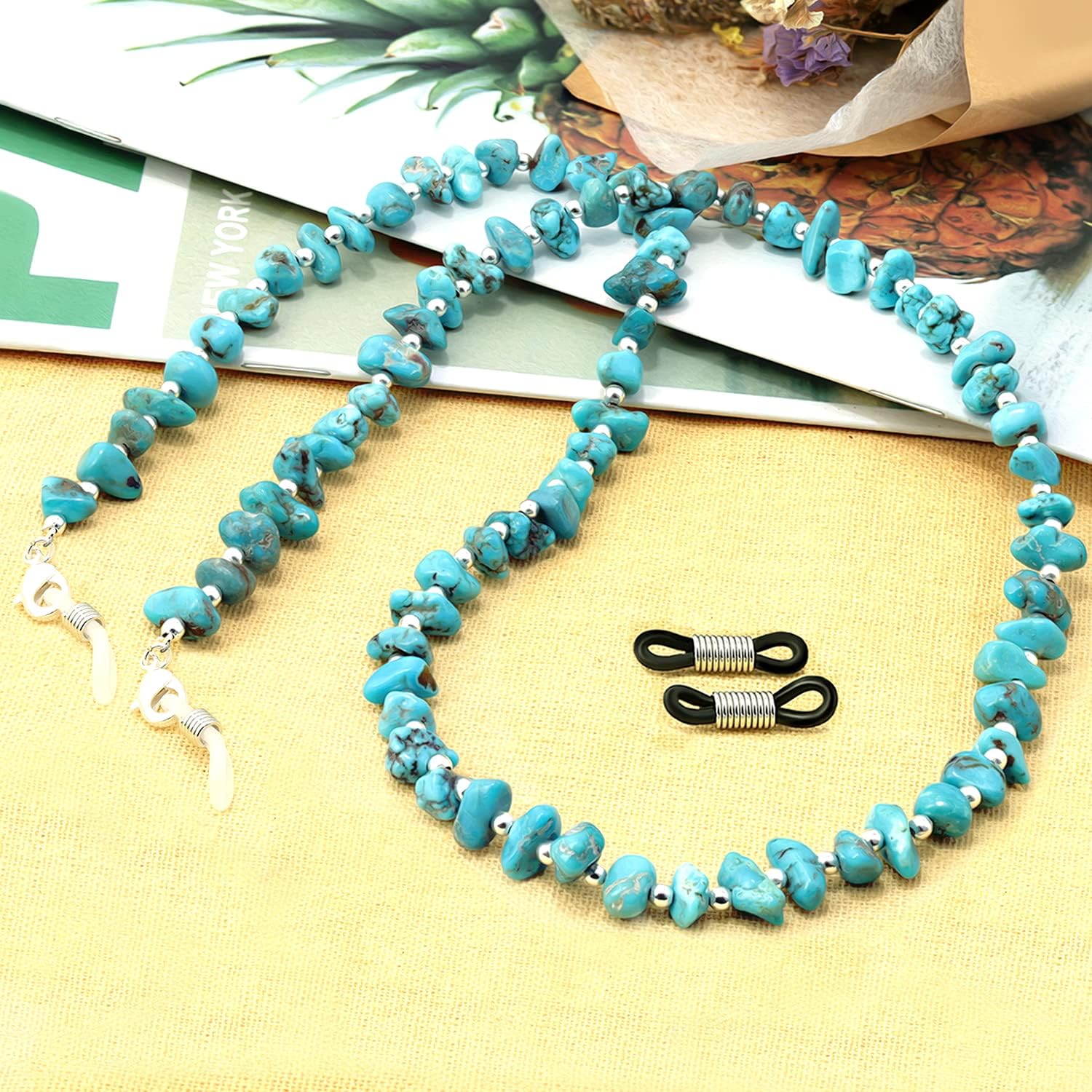 SEA OF ICE Gemstone Mask Lanyard Chain Glasses necklace with stones Necklace Holder reading glasses chain gift idea woman