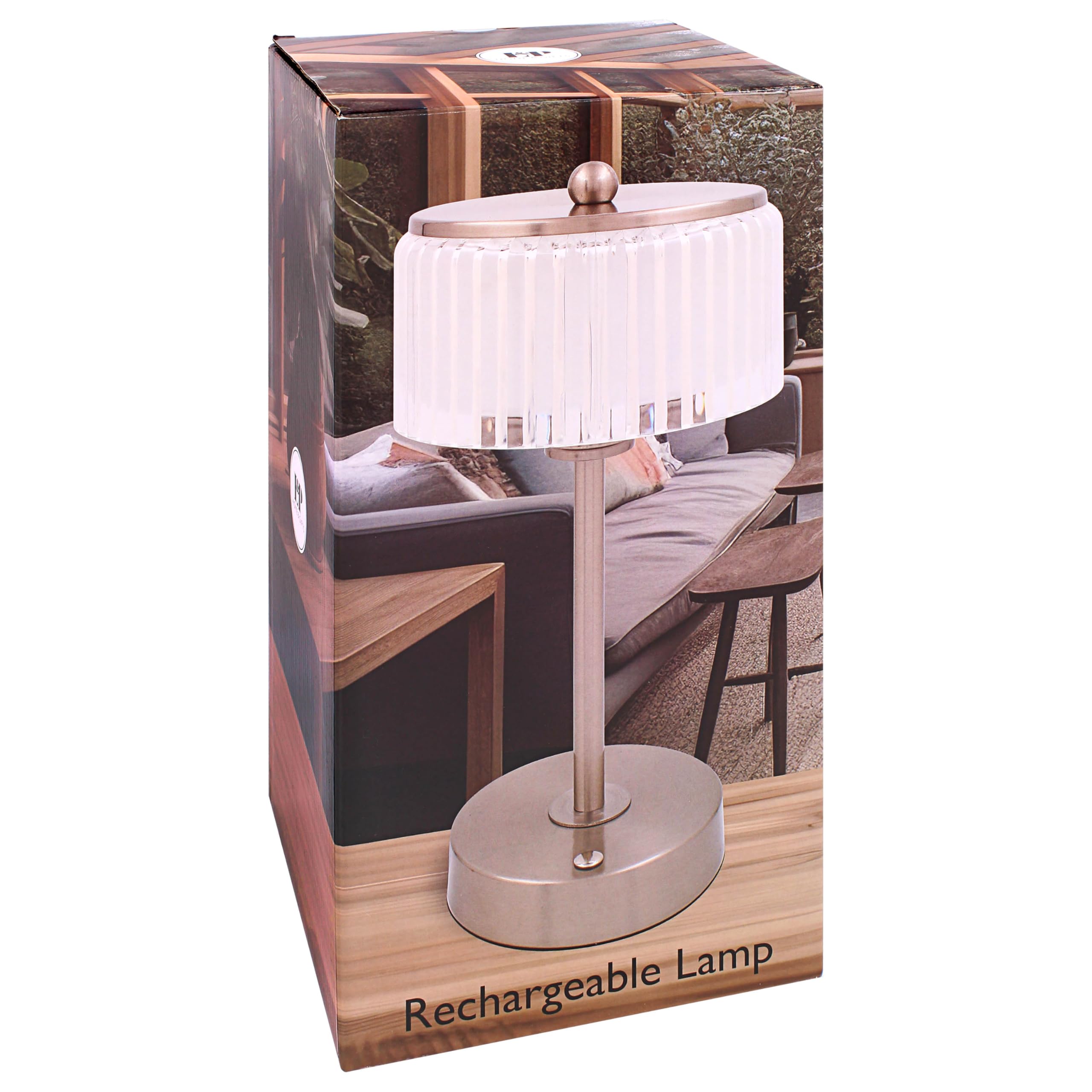 Lesser & Pavey Rechargeable LED Touch Lamp - Silver for Home Decor & Living Room, Round Shade