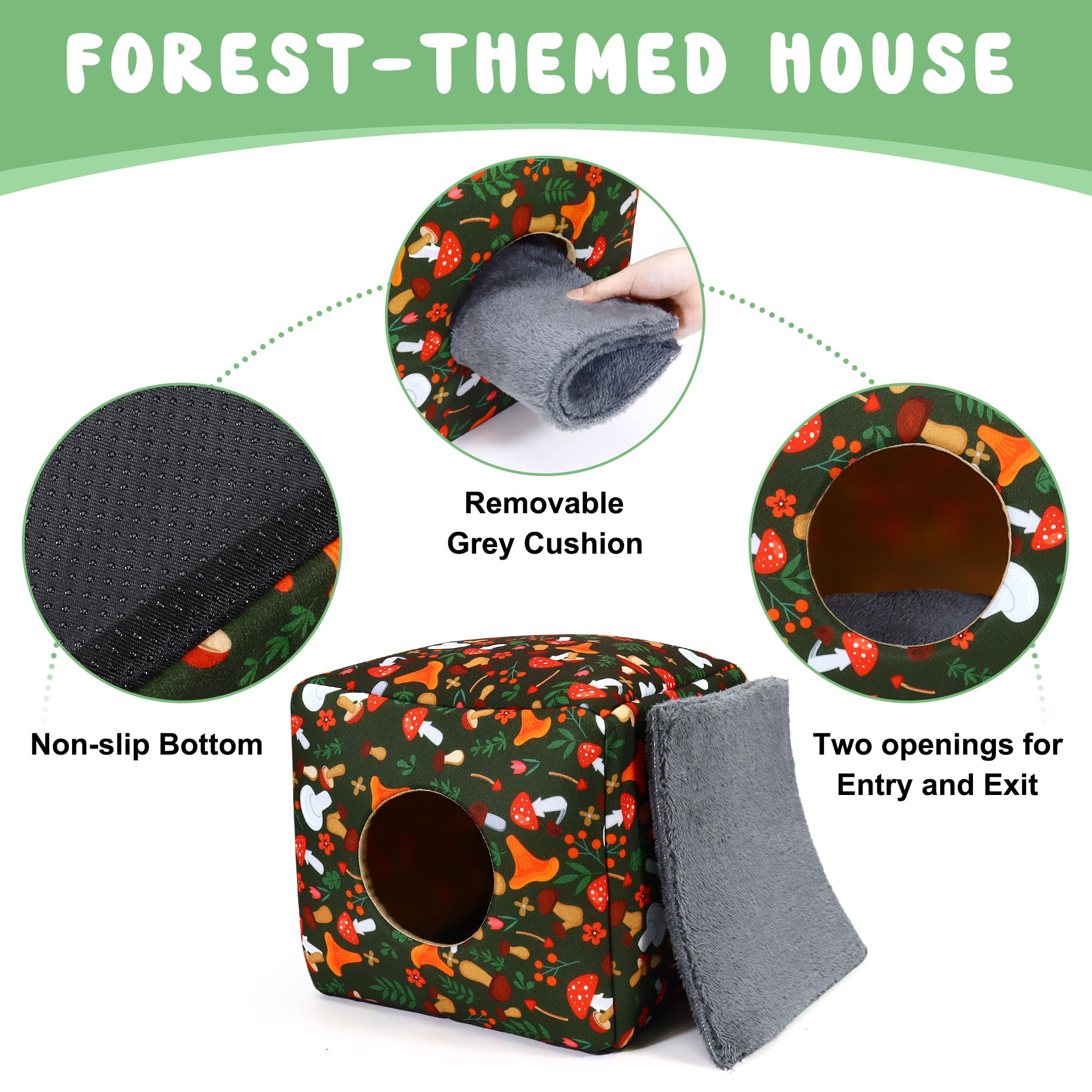 Large Guinea Pig Hideout Rabbit Bed Cubic Guinea Pig House Accessories Machine Washable Rabbit House Hideaway Hamster Bed for Small Pet Bunny Chinchilla Ferret (Colorful) - Image 3