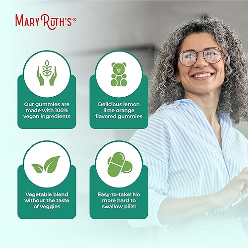 Miniatura 6 de MaryRuth's Super Greens Gummies  Sin azúcar  Polvo súper verde en una gomita  8 gomitas verdes con una porción completa de verduras para adultos y