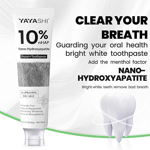 Miniatura 6 de 2 pastas dentales de hidroxiapatita al 10%, pasta de dientes sin flúor, menta suave, aliento fresco, uso diario para la salud bucal, 4.23 onzas