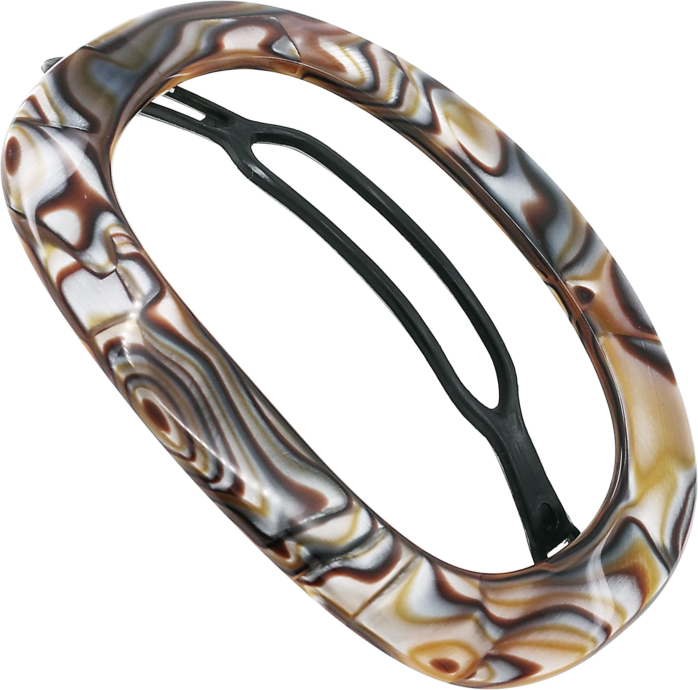 Paris CP3355 French Hair Barrette Clip for Women, Handmade, Onyx, Slide-in Metal-Free Closure, Strong Hold Grip Hair Clips for Girls, No Slip Durable Styling Hair Accessories, Made in France